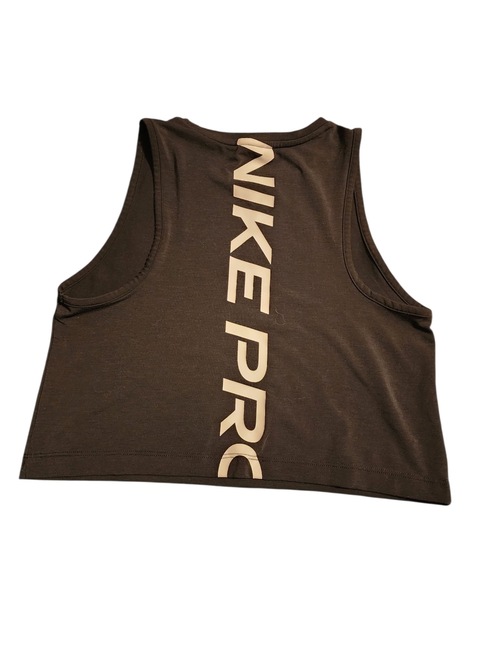 Nike Black Crop Tank with Vertical White NIKE PRO Logo